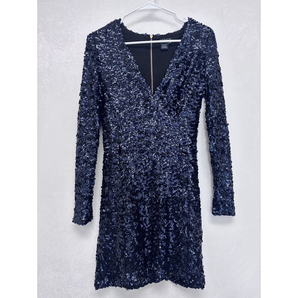 Venus Velvet Sheath Dress Size XS Evening Party Prom Special Event Blue Sequin